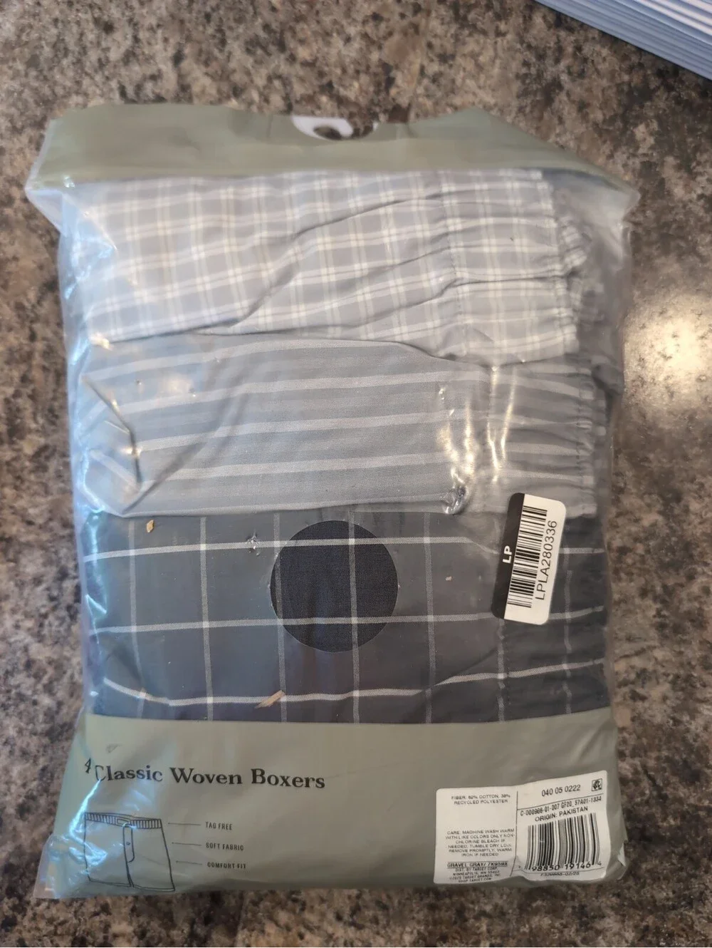Goodfellow & Co. men's classic woven boxers, 4pk gray/black patterns, Size XXL